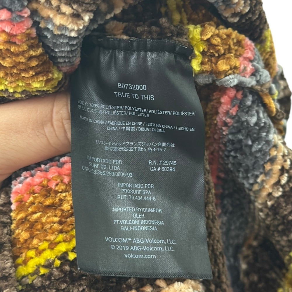 Volcom Retro Boho Velvety Striped Chenille Pullover Sweater Multi Color Womens M - Picture 7 of 7